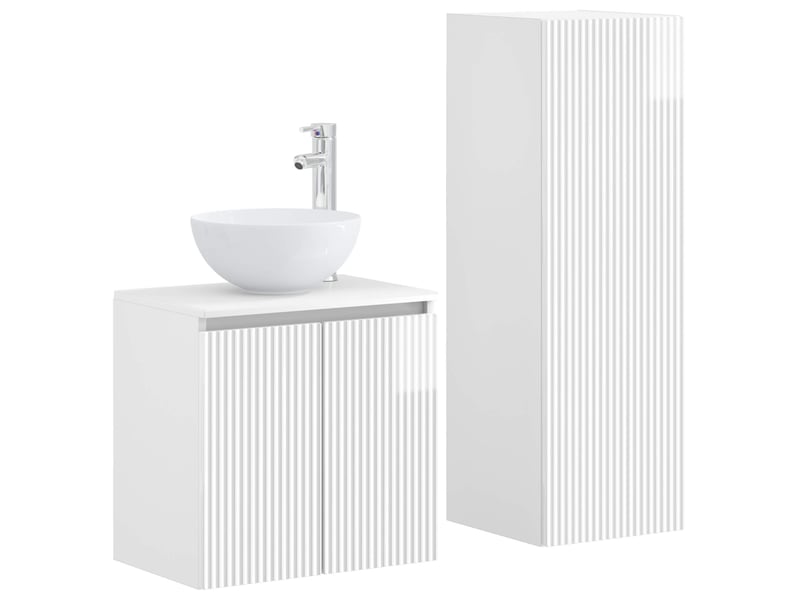  Ensemble de mobilier de salle de bain 2 pc blanc brillant cf64009  - Conforama A