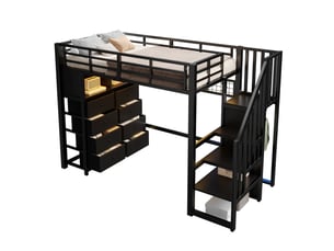 Lit mezzanine 90x200 cm <strong>HAUSS SPOLE</strong> <strong></strong> coloris noir