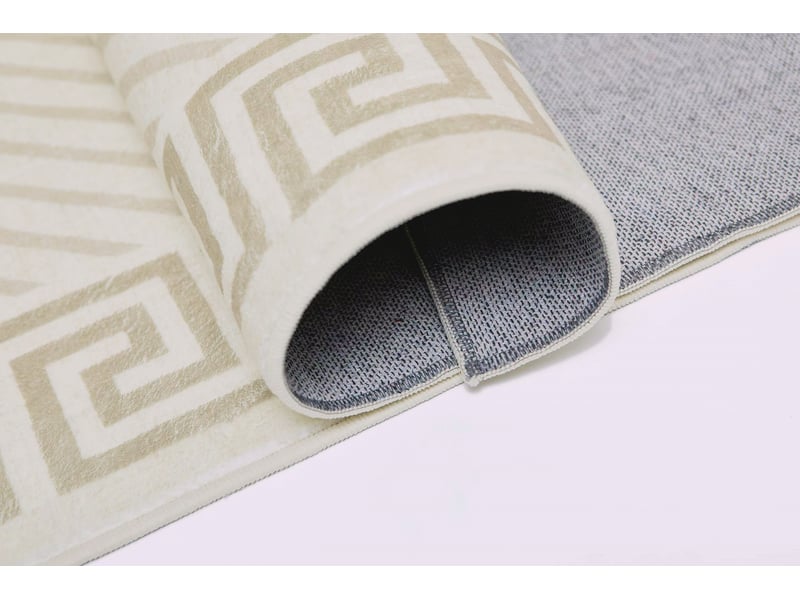  Tapis de salon et chambre en peluche courte haute densité, motifs géométriques, crème, antidérapant, 160x230 cm  - Conforama D