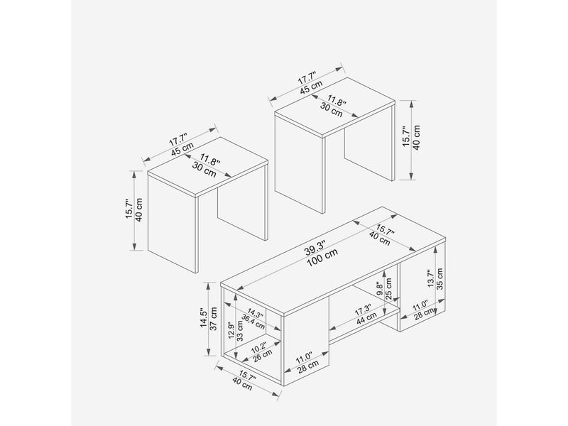  Set de table basse avec 2 tables d'appoint sartos  - Conforama E