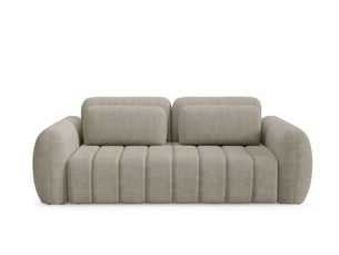 Canapé droit convertible 4 places Tissu bouclette beige avec coffre de rangement