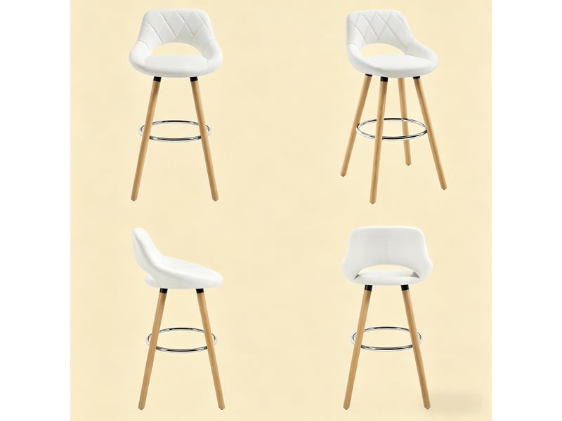  Tabouret de bar en similicuir blanc et pieds en bois massif T5828P496524 - Conforama E