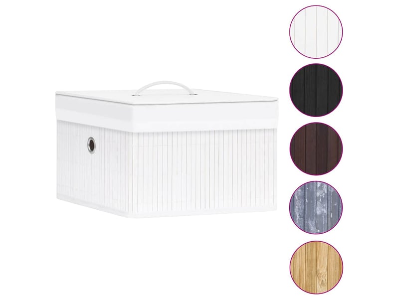  Boîtes de rangement en bambou 4 pcs blanc  - Conforama C