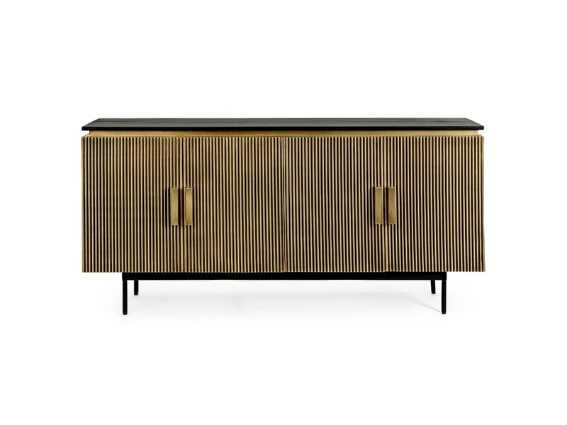 Buffet moderne doré et noir 4 portes 160 cm dorado - Conforama C