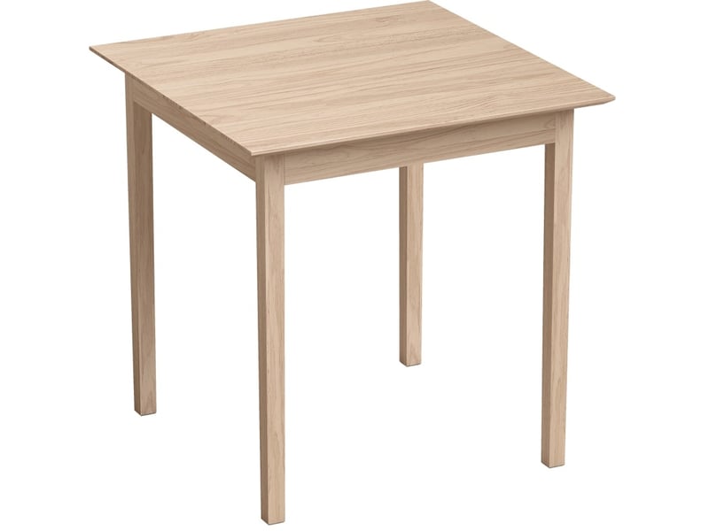 Table de salle à manger carrée 2 personnes, plateau verni et patins antidérapants en pin naturel 75 × 75 × 76 cm - Conforama A