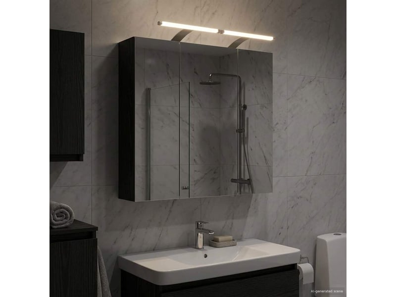  Amoire de salle de bain, meuble de salle de bain avec miroir chêne noir shl5250  - Conforama D