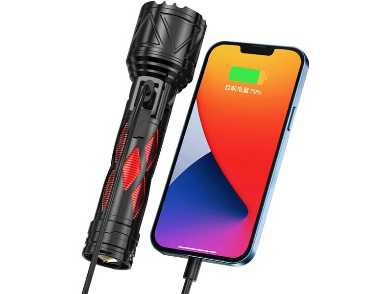 Extérieur haut niveau d’apparence facile à transporter haute puissance lumière forte main à la maison anti-voleur fenêtre brisée à long feu lampe torc  - Conforama C