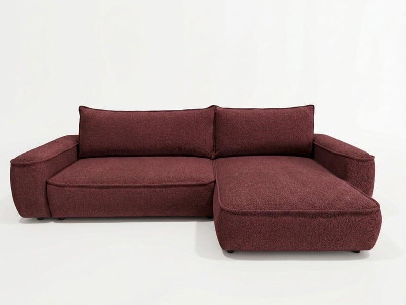 Bobochic canapé d'angle réversible convertible honore tissu chenille rouge HONORE - Conforama A