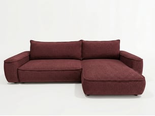 Canapé d'angle réversible convertible <strong>BOBOCHIC</strong> <strong>HONORE</strong> 3 places Tissu rouge avec coffre de rangement