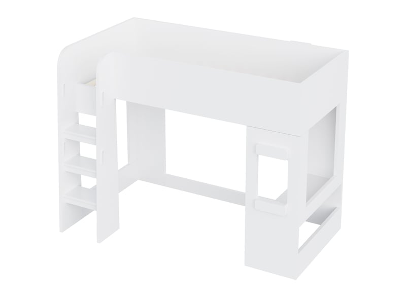 Lit mezzanine 90 x 200 cm avec bureau, led et échelle à mains courantes, blanc C-CRAFTLINK - Conforama D