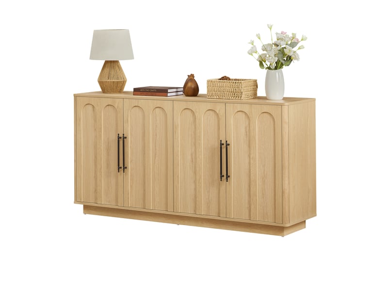  Buffet bois 160 cm à façade cintrée - 4 portes, soft-close, anti-basculement - salonsalle à manger  - Conforama A