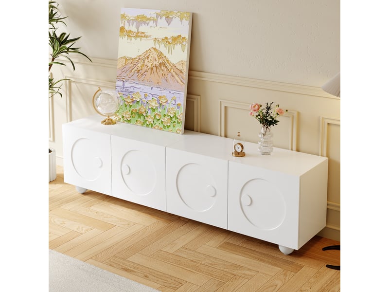  Meuble tv blanc 180,5 cm mdf meuble tv blanc - Conforama D