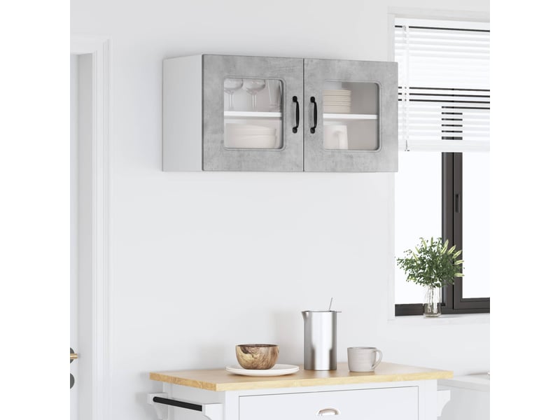 Meuble mural de cuisine | armoire de cuisine gris béton 80x31x40cm shl3002 - Conforama D