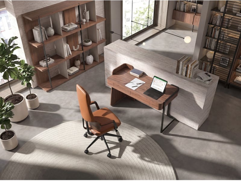  Chaise de bureau pivotante en similicuir marron 4261 - Conforama W