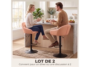 Lot de 2 tabourets de bar, hauteur réglable, pivotant 360°, dossier, accoudoirs, 49,5x48,5x108cm, repose-pieds, marron