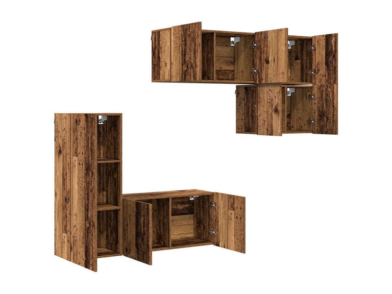  Unité murale de tv 5 pcs bois ancien bois d'ingénierie shl25110  - Conforama E