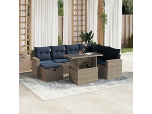 Vidaxl ensemble de canapé de jardin 8 pcs avec coussins gris résine tressée