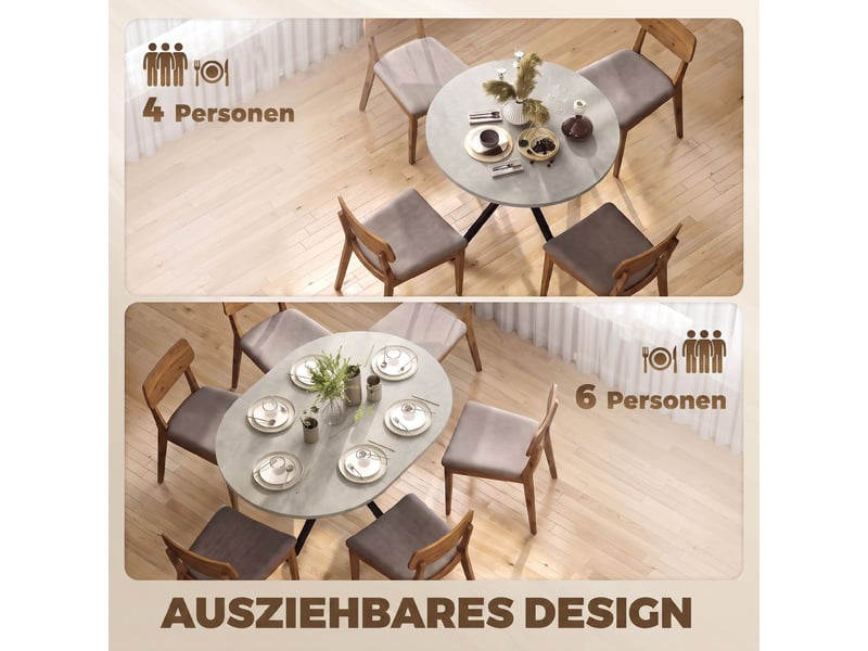  Table à manger extensible 4 à 6 personnes mdf et acier gris 100-135x100 cm  - Conforama D