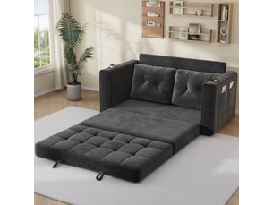 Canapé convertible - 141×79×93cm, canapé-lit double gris, triple extensible, dossier amovible, 141 x 79 x 93 cm