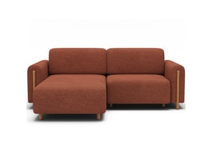 Canapé d'angle convertible arvessa terracotta chenille – angle gauche