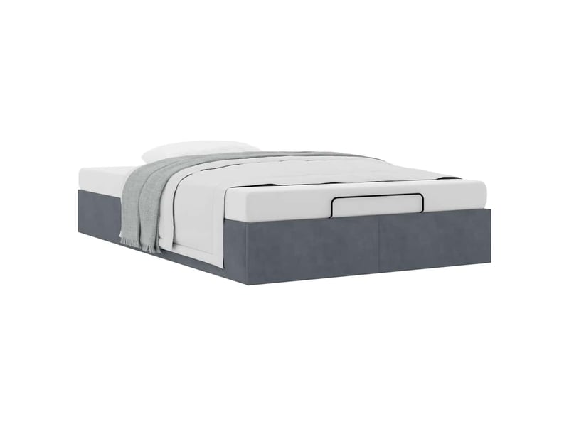  Lit double- lit adulte -  cadre de lit ottoman sans matelas gris foncé 120x190 cm velours  - Conforama D