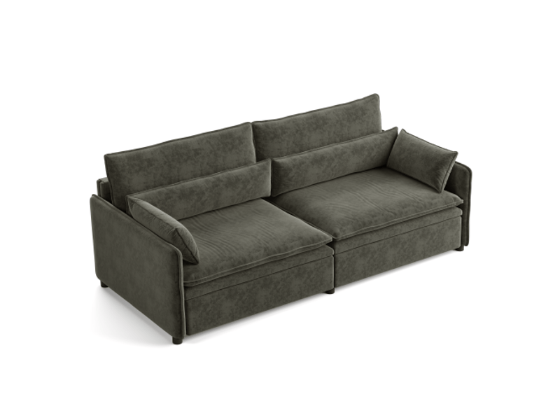  Canapé 3 places,206x91x86 cm,avec rangement,chenille,gris foncé  - Conforama A