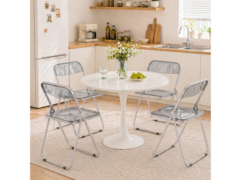 Set de 4 chaises pliantes en acrylique transparent gris - Conforama D