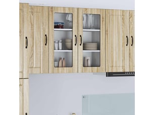 Meuble mural de cuisine, cabinet en verre mural chêne sonoma 80x31x80cm shl1029