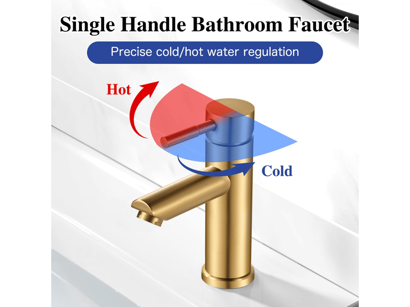  Robinet salle de bain, mitigeur lavabo monocommande en acier inoxydable 304, robinet lavabo salle de bain eau chaude et froide, mono-percé  - Conforama D