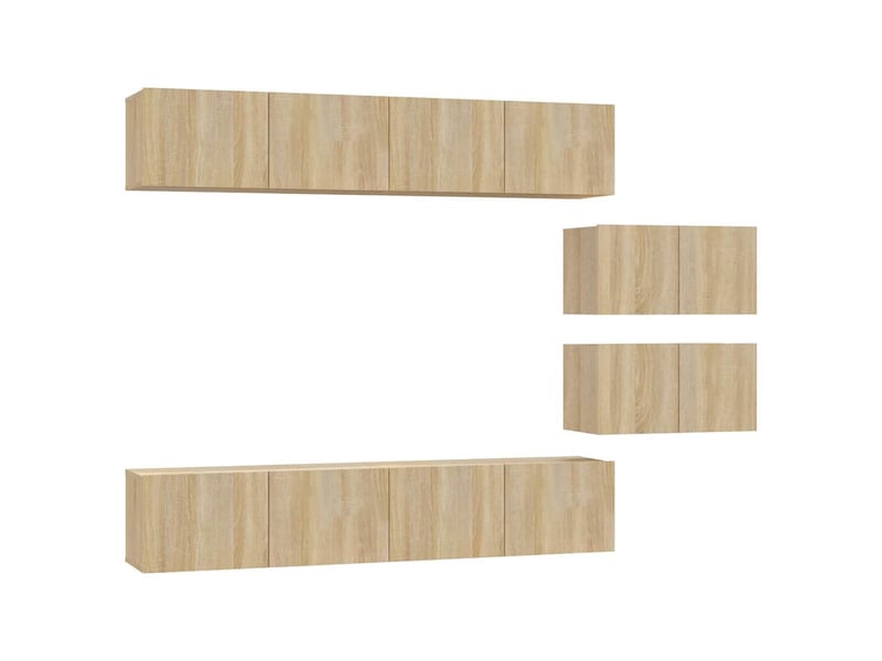  Ensemble de meubles tv - banc tv - meuble de rangement 6 pcs chêne sonoma bois d'ingénierie  - Conforama A