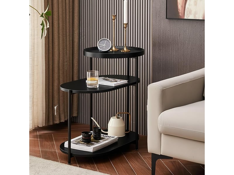  Table d;appoint moderne à 3 niveaux – compacte et robuste, effet marbre, étagères de rangement, idéale pour salon ou chambre PHK_33WSEPTG - Conforama B