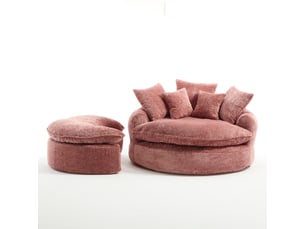 Fauteuil oversize rond 55 pouces en polyester, convertible et réglable, avec coussin