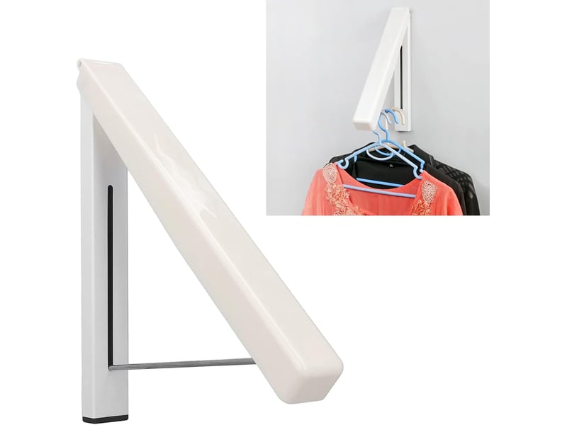  Portemanteaux cintres pliables, porte cintre mural, aluminium étendoir pour buanderie, garage, utilisation intérieure et extérieure, avec vis et c, blanc  - Conforama E