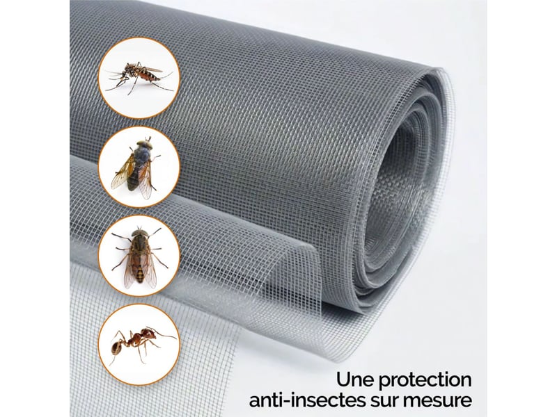  Moustiquaire découpable, ajustable pour porte ou fenêtre - 120 x 250 cm - gris  - Conforama D