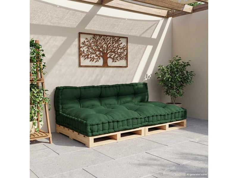  Coussin de canapé sur palette, coussin de chaise 2 pc tissu vert 120 x 80 x 38 cm cf54206  - Conforama C