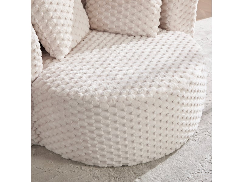  Fauteuil mousse tcqpz avec repose-pieds 130 x 115 x 84 cm tissu beige design 360° pour salon ou chambre  - Conforama E
