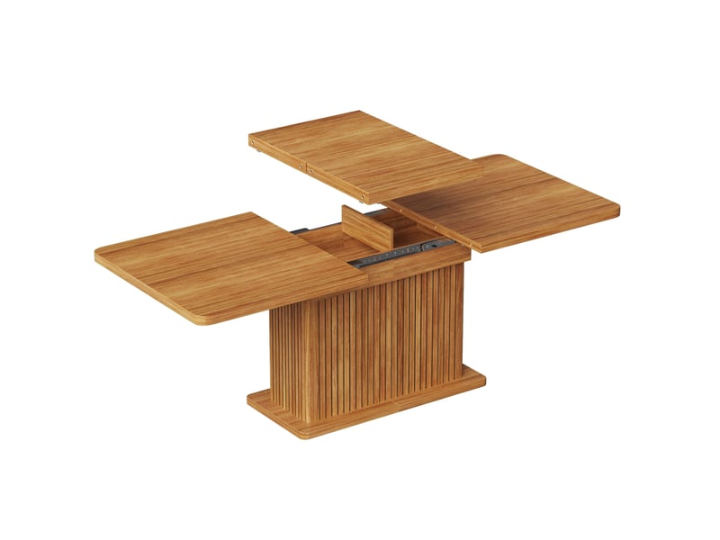  Table extensible 120 à 160 x 80 cm marron foncé aspect bois, mdf métal, rangement dissimulé à étagères  - Conforama D