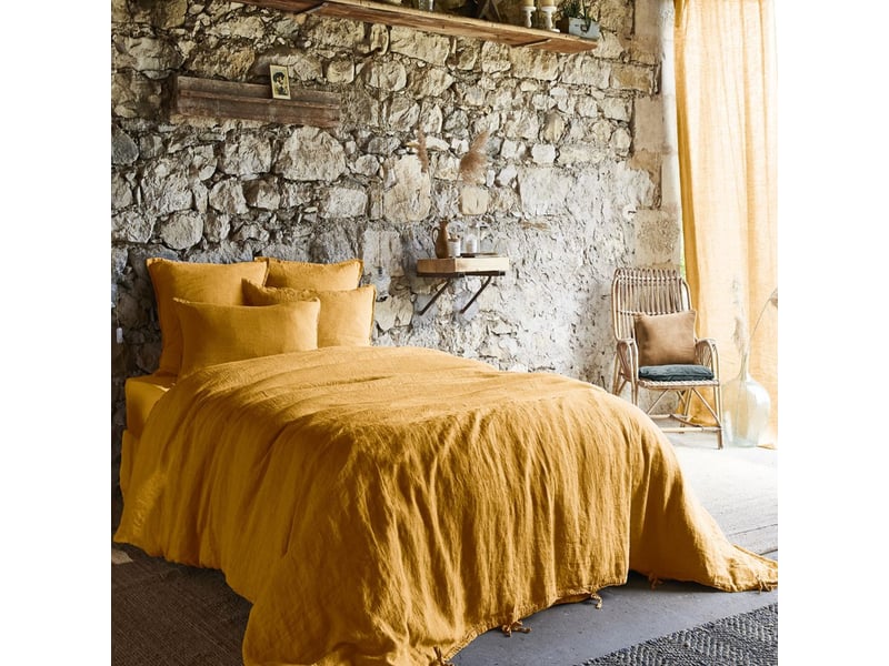  Housse de couette 140x200 cm lin rosalie miel PD24931 - Conforama B