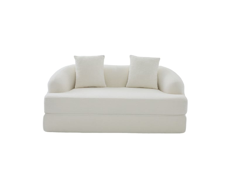  Canapé convertible 2 places beige chenille, canapé lit design moderne pour salon et chambre d'aménagement  - Conforama A