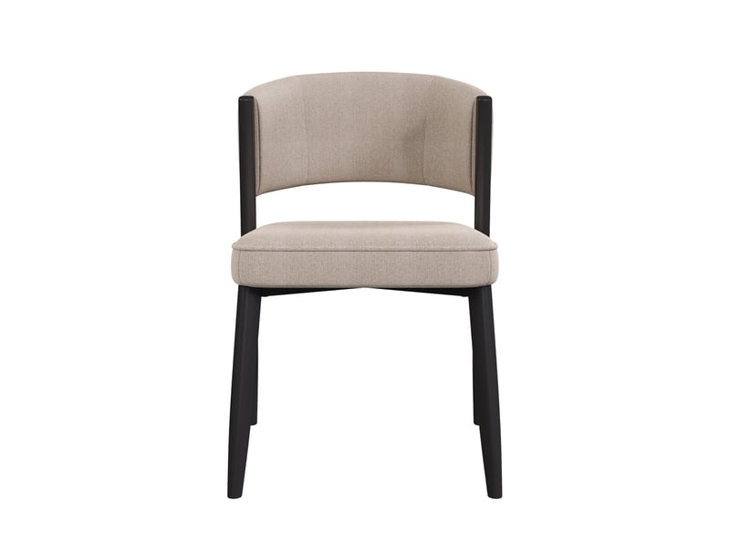 Lot de 2 chaises de salle à manger en tissu chenille taupe, pieds en métal noir, sans matelas - Conforama E