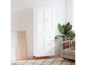 Buffet haut - bahut - meuble de rangement blanc 69,5x34x180 cm bois d'ingénierie