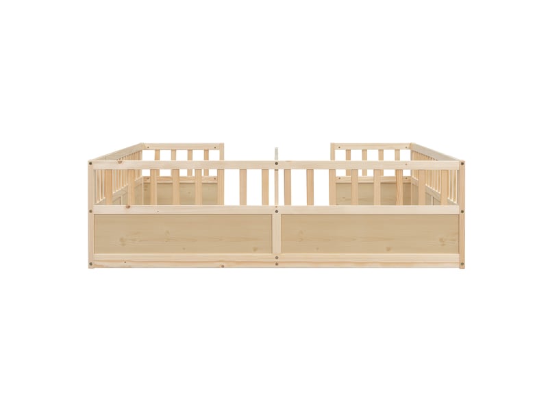  Lit 2 places enfant 2x90x200 cm naturel pin, barrières hautes, accès ouvert pour deux enfants  - Conforama B