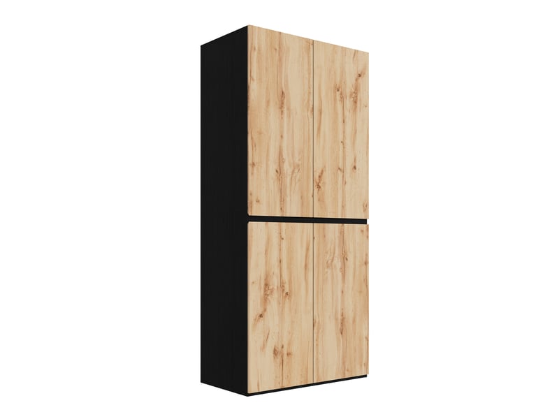 Armoire penderie 90 x 50 x 200 cm, 4 portes, tringle, 2 tiroirs dont tiroir à bijoux, pour chambre et bureau, mdf et panneaux de particules, chêne OMNIGLINT TRADING LTD - Conforama A