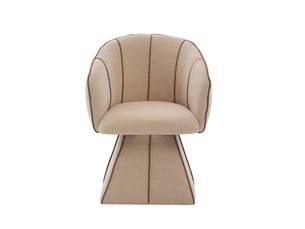 Fauteuil pivotant en chenille camel, dossier haut ergonomique, pour salon et chambre