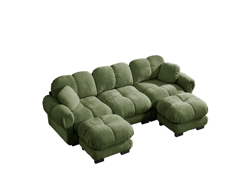  Canapé d'angle, canapé 3 places, vert, avec pouf, style cloud, pour salon, mobilier pour espace de vie, adapté à l'espace de vie  - Conforama B