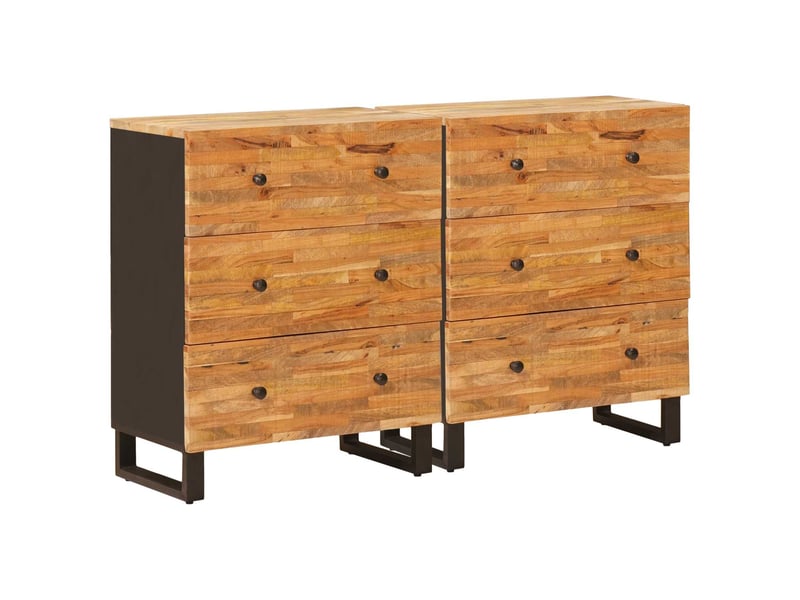 Lot de 2 buffet, meuble de rangement salon 60 x 33 x 75 cm bois de mangue massif marron - Conforama B