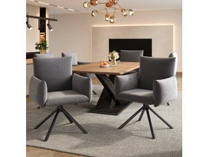 Lot de 4 chaises de salle à manger pivotantes 360° 60x60x88 cm, velours, accoudoirs, dossier ergonomique, gris