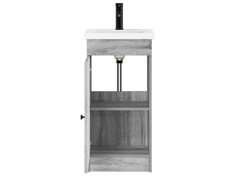 Meuble salle de bain avec évier, meuble de rangement sonoma gris shl2755 - Conforama D