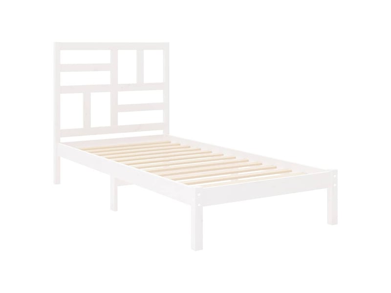  Lit simple- lit adulte -  cadre de lit sans matelas blanc bois massif 100x200 cm  - Conforama C