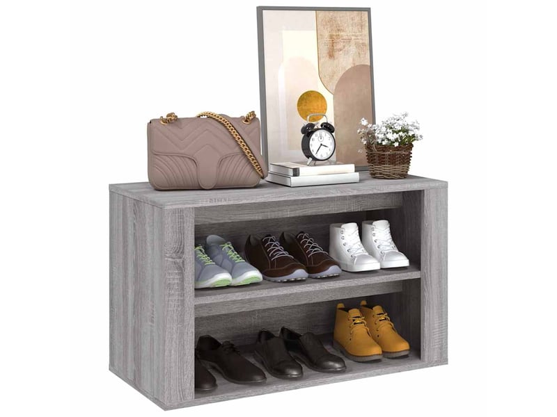  Meuble à chaussures, étagère à chaussures sonoma gris 75x35x45 cm bois d'ingénierie  - Conforama D